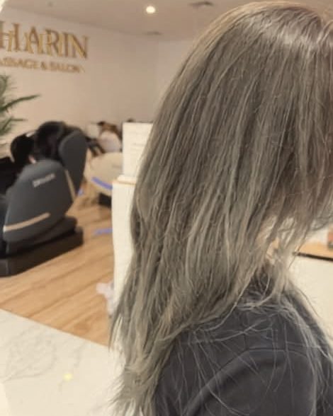 Smoky olive ash hair colour by Dharin